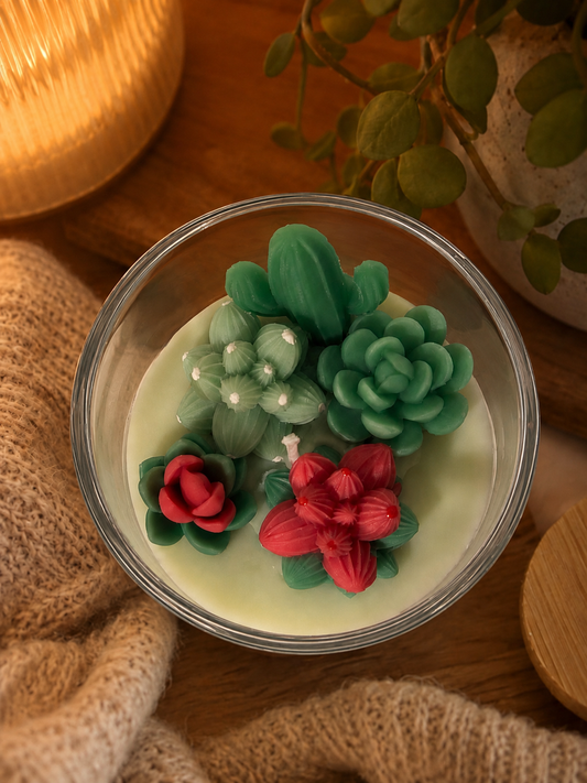 Cactus succulent soy candle