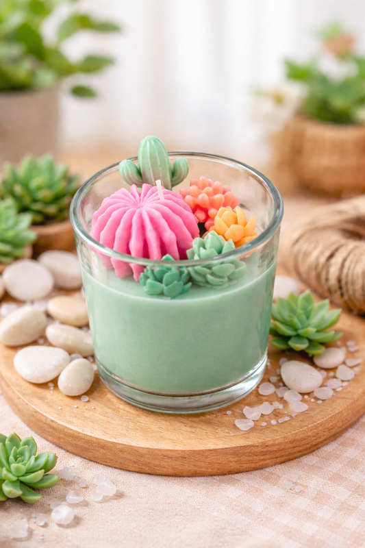 Cactus succulent candle